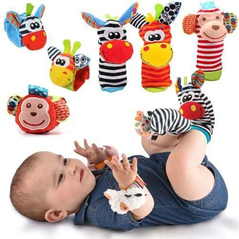 Conjunto com 4 peças de chocalhos de mão e pé para bebês